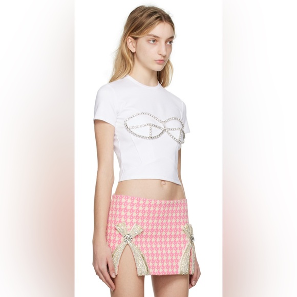 AREA White crystal bustier T shirt - Picture 4 of 11